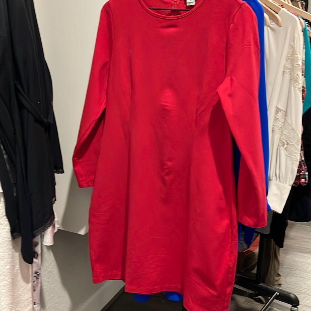 Jcrew red long sleeve back zip dress Size 12